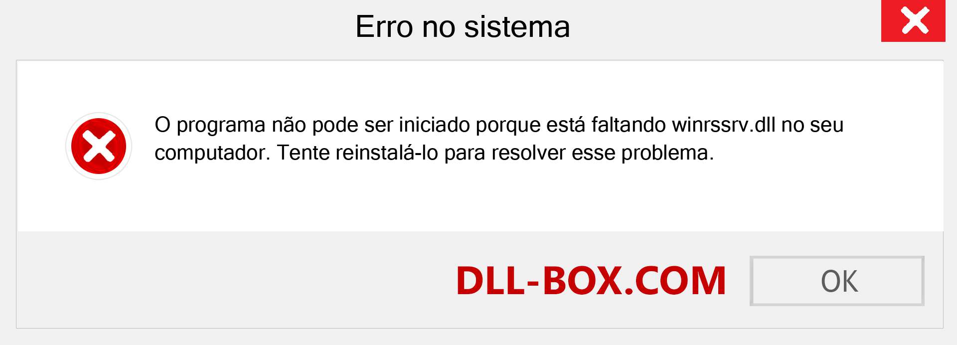 Arquivo winrssrv.dll ausente ?. Download para Windows 7, 8, 10 - Correção de erro ausente winrssrv dll no Windows, fotos, imagens